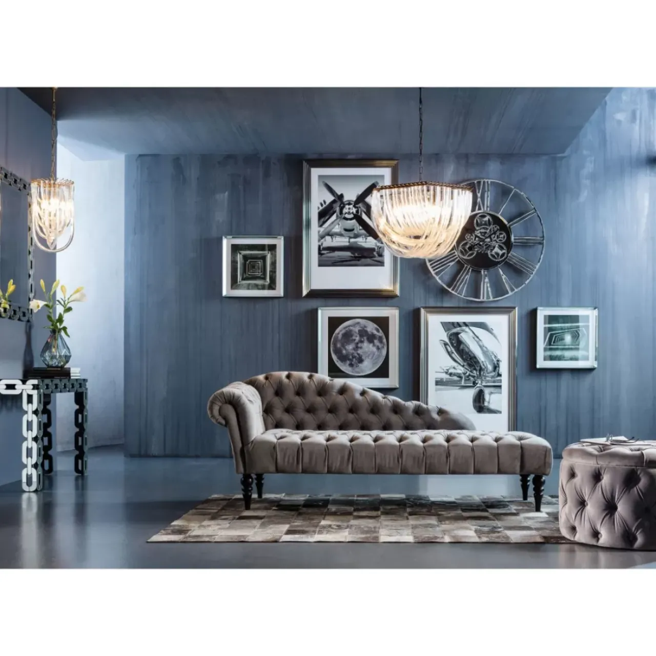 KARE Design Sofas & Couches-Recamiere Desire Velvet Silbergrau