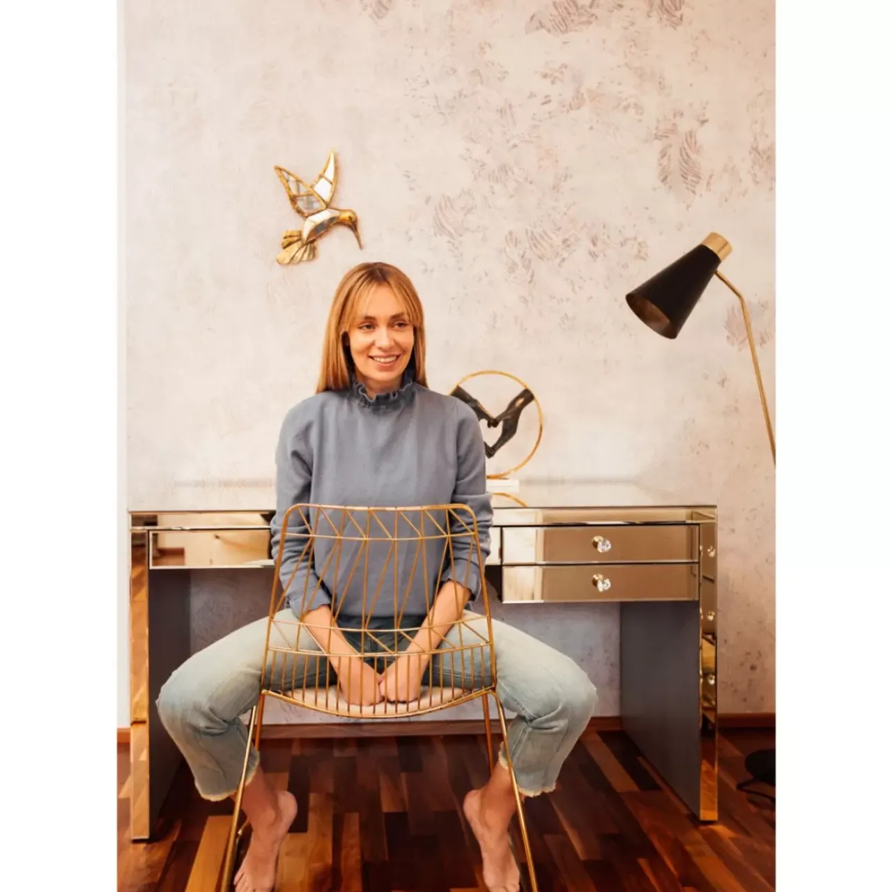 KARE Design Tische-Schreibtisch Luxury Champagne 140X60Cm