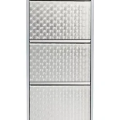 KARE Design Kleinmöbel & Sonstiges-Schuhkipper Caruso 3-Er Silber/Geflext