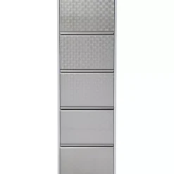 KARE Design Kleinmöbel & Sonstiges-Schuhkipper Caruso 5-Er Silber/Geflext