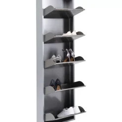 KARE Design Kleinmöbel & Sonstiges-Schuhkipper Caruso 5-Er Silber/Geflext