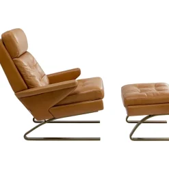 KARE Design Sessel-Sessel Mit Hocker Breno Braun