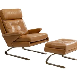 KARE Design Sessel-Sessel Mit Hocker Breno Braun