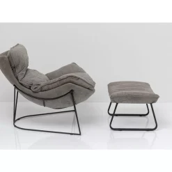 KARE Design Sessel-Sessel Mit Hocker Snuggle Grau (2/Tlg)