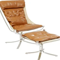 KARE Design Sessel-Sessel Mit Hocker Washington Braun