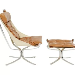 KARE Design Sessel-Sessel Mit Hocker Washington Braun