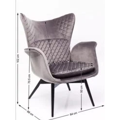 KARE Design Sessel-Sessel Tudor Velvet Silbergrau