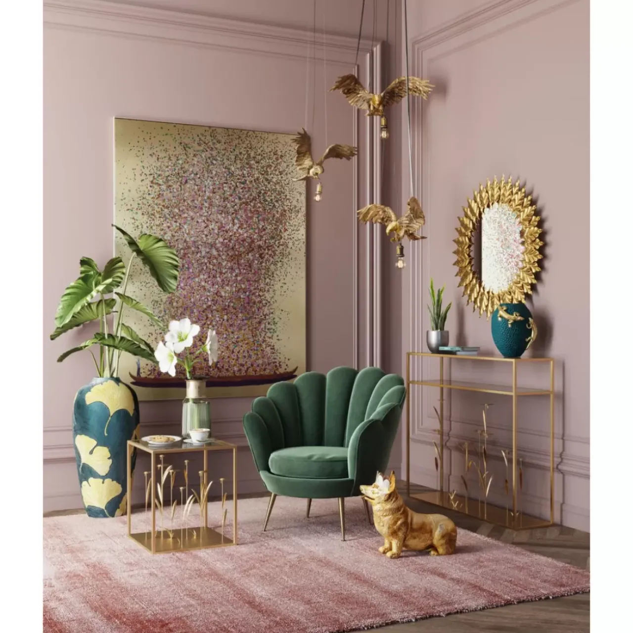 KARE Design Sessel-Sessel Water Lily Dunkel Grun