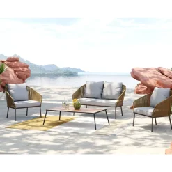 KARE Design Outdoormöbel-Sitzgruppe Elba Quattro Natur (4/Tlg.)