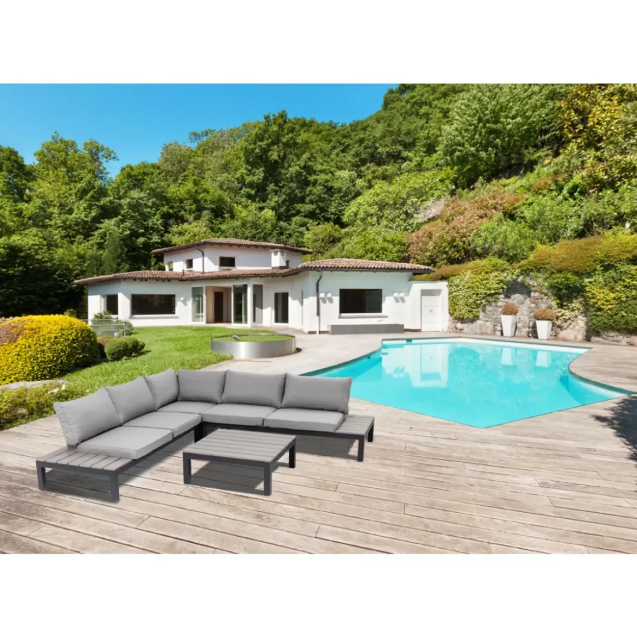 KARE Design Outdoormöbel-Sitzgruppe Holiday Schwarz (4-Tlg.)