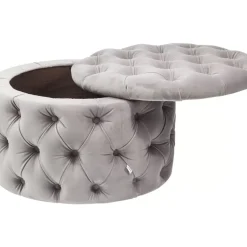 KARE Design Sitzbänke-Sitztruhe Desire Rund Silbergrau