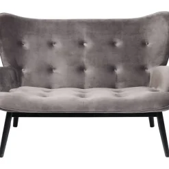 KARE Design Sofas & Couches-Sofa Black Vicky 2-Sitzer Velvet Grau
