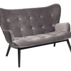 KARE Design Sofas & Couches-Sofa Black Vicky 2-Sitzer Velvet Grau