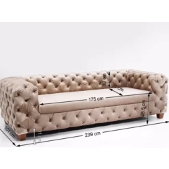 KARE Design Sofas & Couches-Sofa Desire 3-Sitzer Velvet Ecru