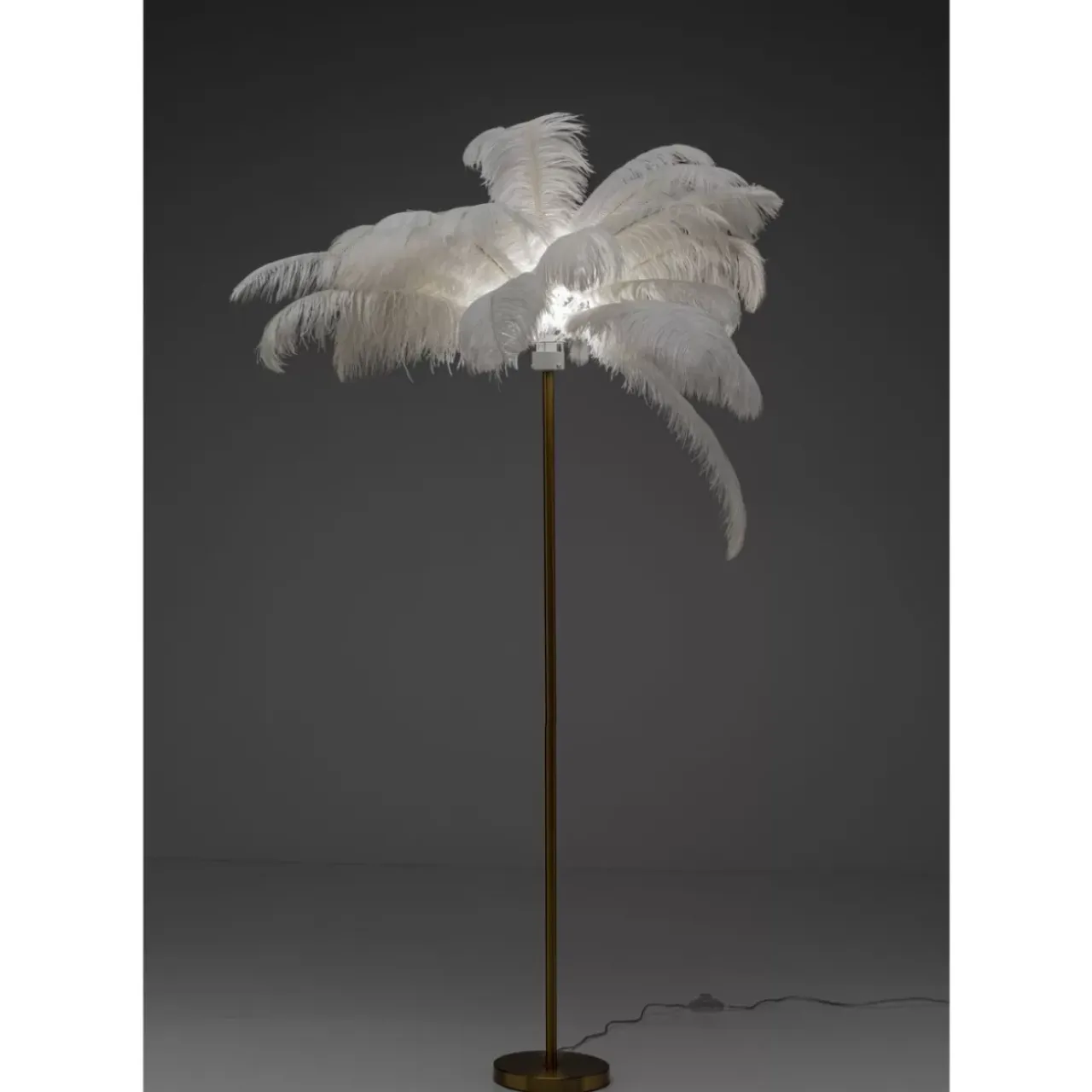 KARE Design Steh & Bodenleuchten-Stehleuchte Feather Palm Weis 165Cm
