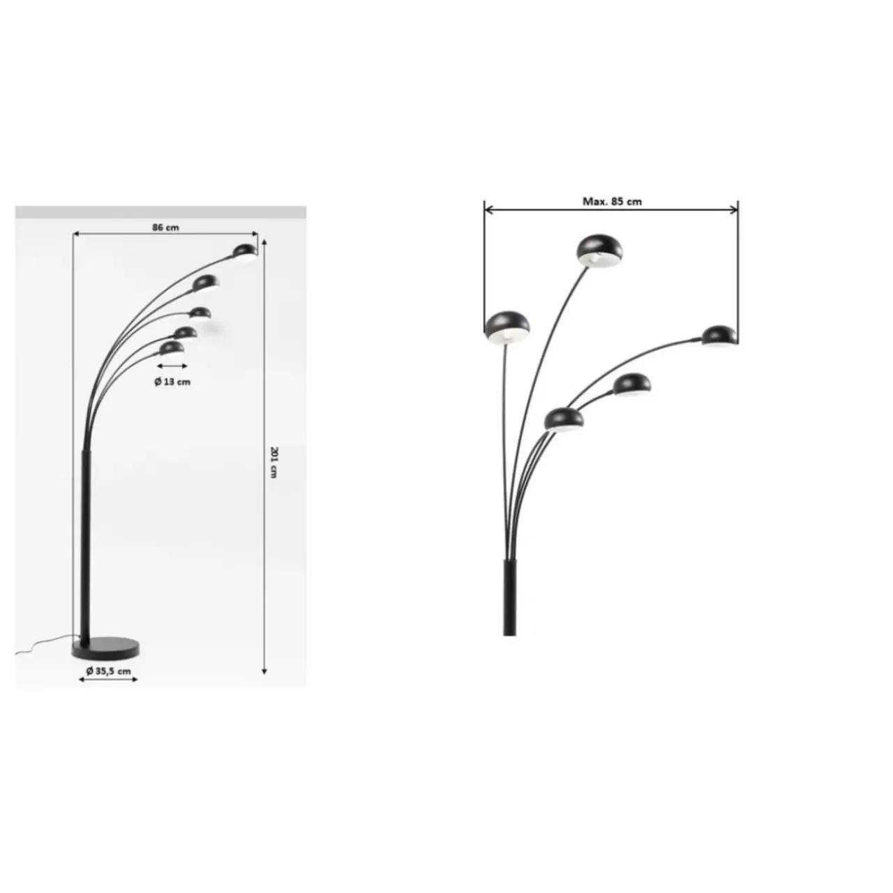KARE Design Steh & Bodenleuchten-Stehleuchte Five Fingers Schwarz Matt