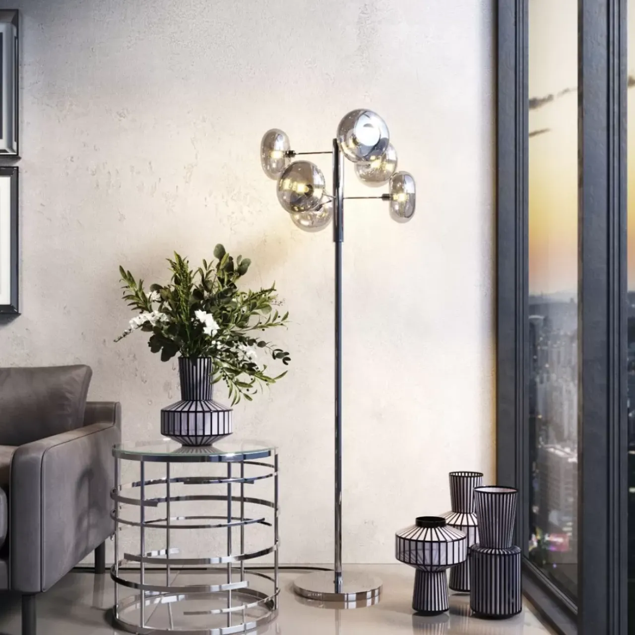 KARE Design Steh & Bodenleuchten-Stehleuchte Headlight Chrome 163Cm