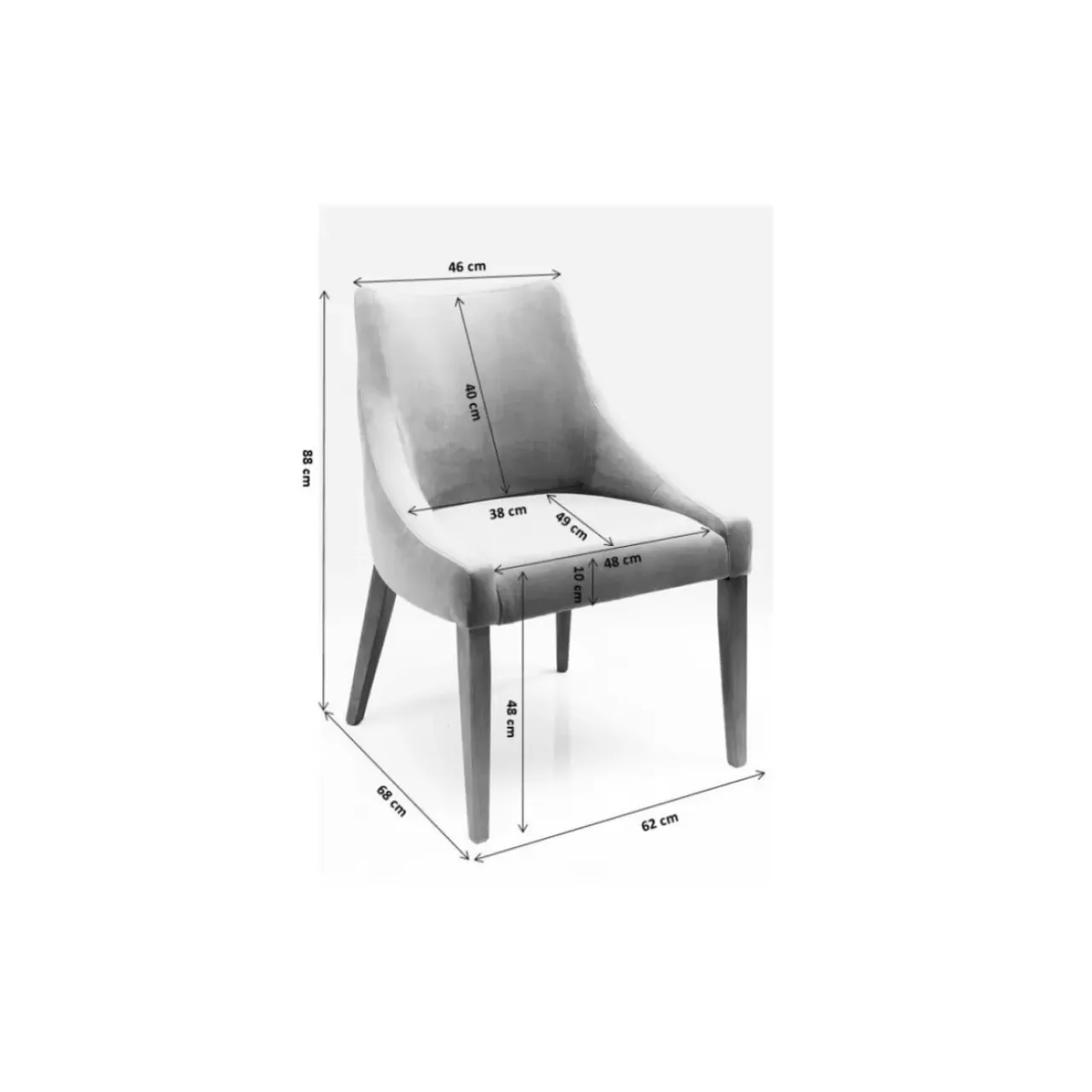 KARE Design Stühle-Stuhl Black Mode Velvet Grau