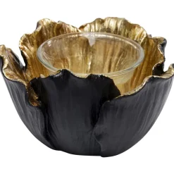 KARE Design Deko & Geschenkartikel-Teelichthalter Flower Bloom Schwarz Gold O10