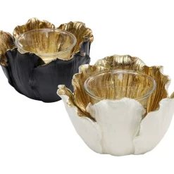 KARE Design Deko & Geschenkartikel-Teelichthalter Flower Bloom Schwarz Gold O10
