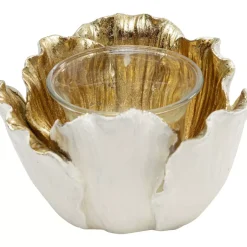 KARE Design Deko & Geschenkartikel-Teelichthalter Flower Bloom Creme Gold O10