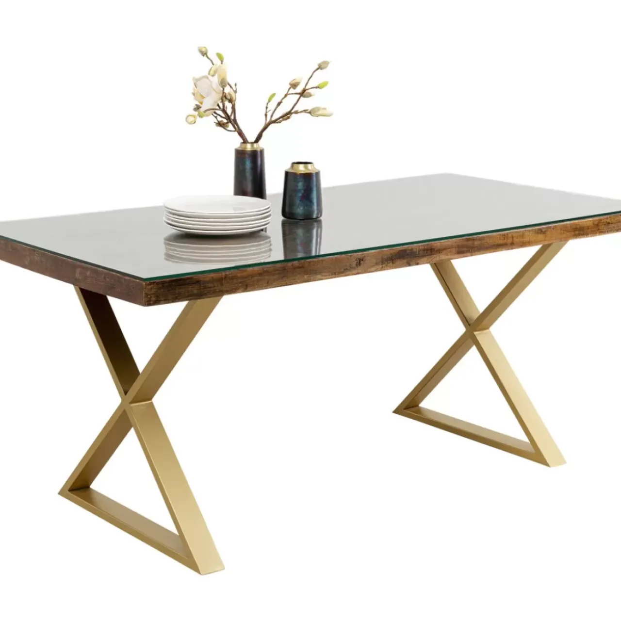 KARE Design Tische-Tisch Conley Cross Brass 180X90Cm