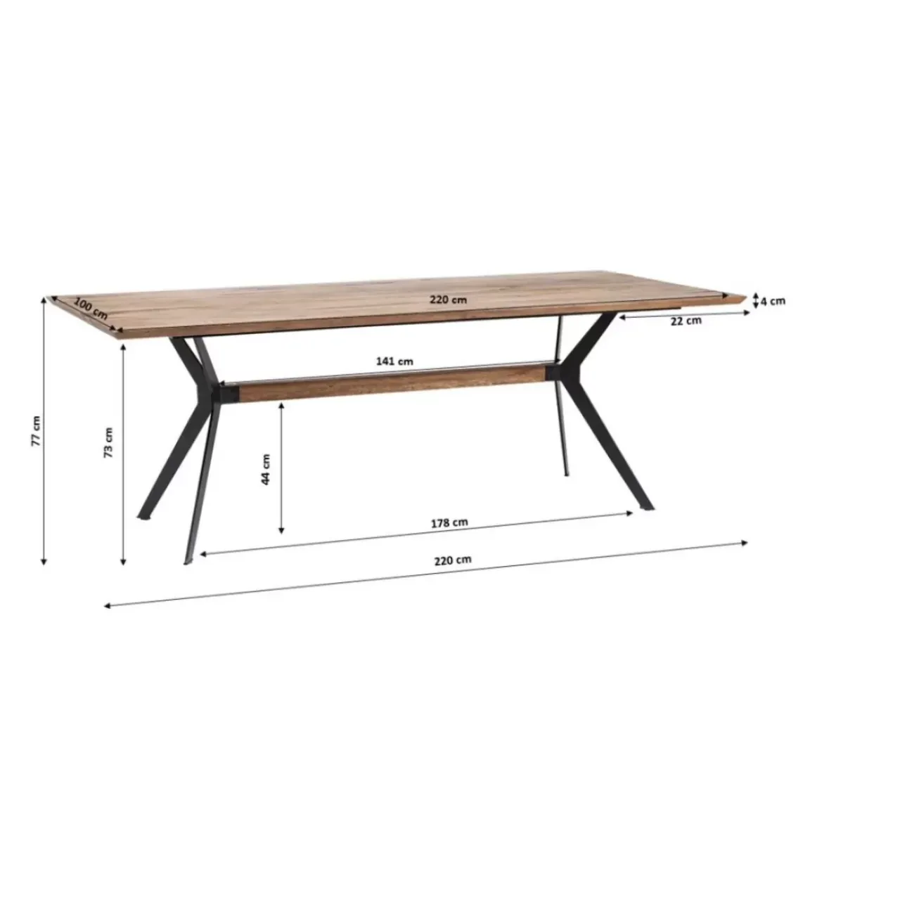 KARE Design Tische-Tisch Downtown Eiche 220X100Cm