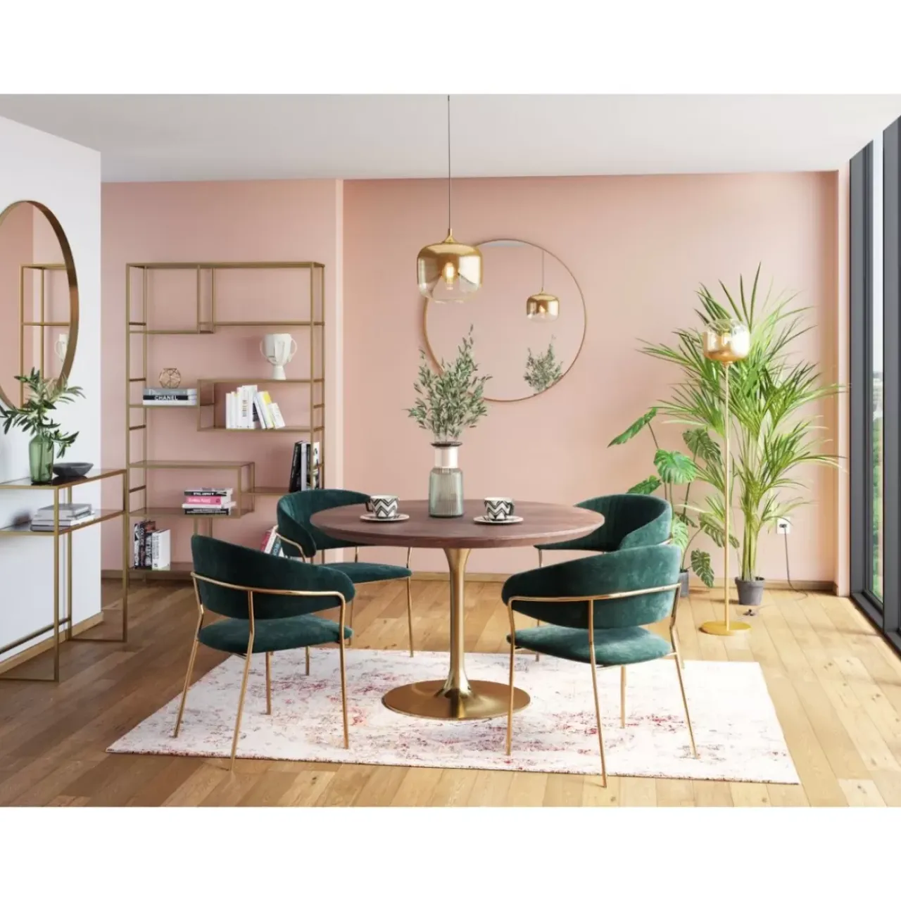 KARE Design Tische-Tisch Invitation Set Walnus Messing O120Cm