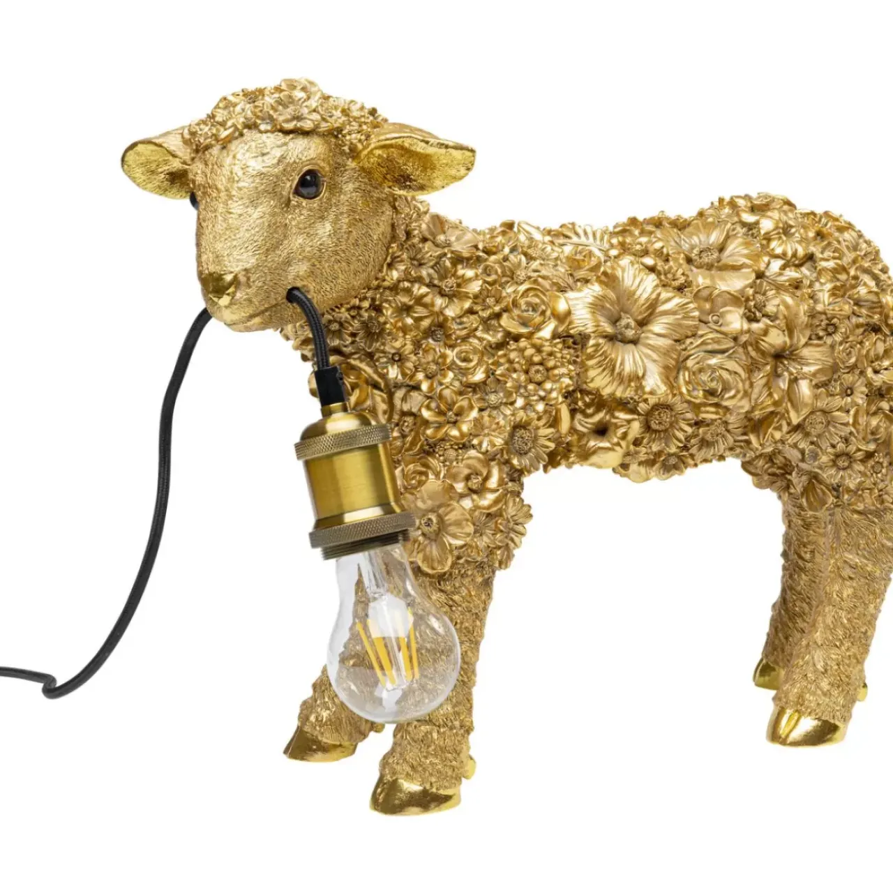 KARE Design Tischleuchten-Tischleuchte Animal Flower Sheep Gold 36Cm