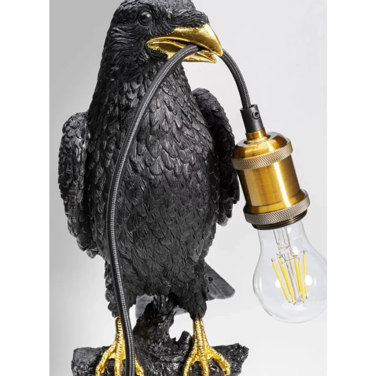 KARE Design Tischleuchten-Tischleuchte Animal Sitting Crow Matt Schwarz