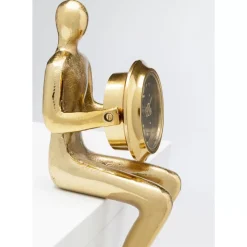 KARE Design Uhren-Tischuhr Sitting Man Gold 8X27Cm