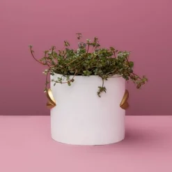 KARE Design Aufbewahrung & Ordnung-Ubertopf Lips Weiss/Gold