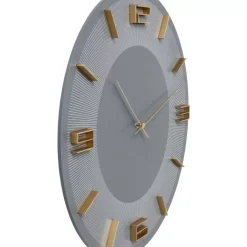 KARE Design Uhren-Wanduhr Leonardo Grau/Gold