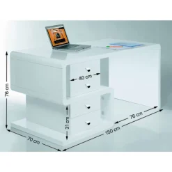 KARE Design Tische-White Club Schreibtisch Snake 150X70Cm